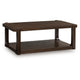 Kemu Coffee Table | 50" Rectangular Top w Lower Shelf | Dark Brown