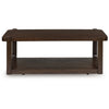 Kemu Coffee Table | 50" Rectangular Top w Lower Shelf | Dark Brown