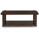 Kemu Coffee Table | 50" Rectangular Top w Lower Shelf | Dark Brown
