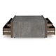 Kio Coffee Table | 40" Square Faux Cement Top & 8 Drawers | Brown