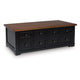 Fleur Coffee Table | 52" Brown Wood Lift Top | 2 Drawer | Satin Black