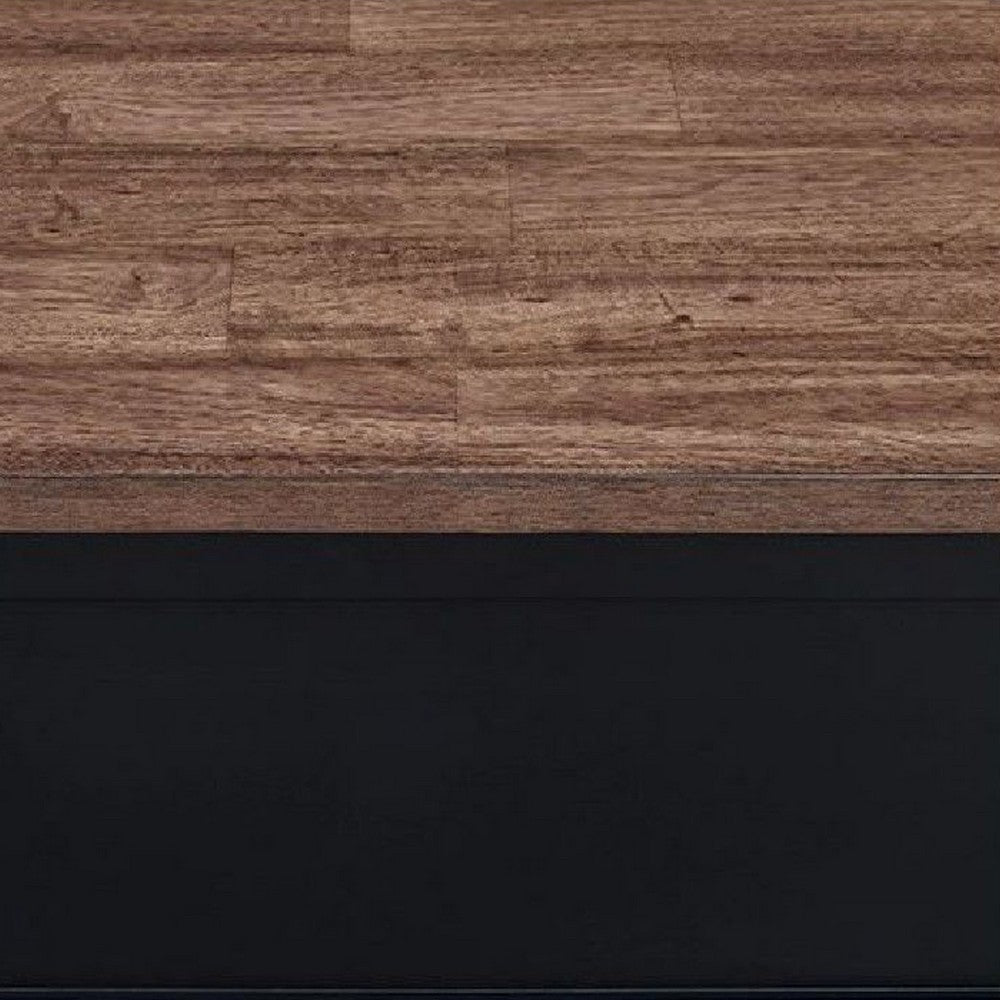 Fleur Coffee Table | 52" Brown Wood Lift Top | 2 Drawer | Satin Black