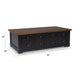 Fleur Coffee Table | 52" Brown Wood Lift Top | 2 Drawer | Satin Black