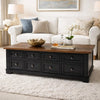 Fleur Coffee Table | 52" Brown Wood Lift Top | 2 Drawer | Satin Black