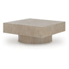 Jery Coffee Table | 42" Square Top | Solid Round Base | Grayish Brown
