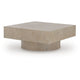 Jery Coffee Table | 42" Square Top | Solid Round Base | Grayish Brown