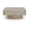 Jery Coffee Table | 42" Square Top | Solid Round Base | Grayish Brown