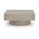 Jery Coffee Table | 42" Square Top | Solid Round Base | Grayish Brown