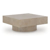 Jery Coffee Table | 42" Square Top | Solid Round Base | Grayish Brown