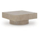 Jery Coffee Table | 42" Square Top | Solid Round Base | Grayish Brown