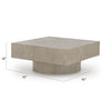 Jery Coffee Table | 42" Square Top | Solid Round Base | Grayish Brown