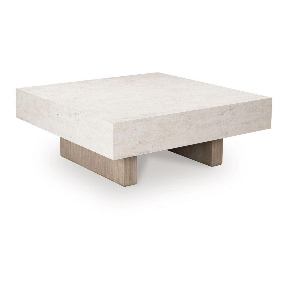 Laina Coffee Table | 42" Square Top | Wide Panel Legs | Grayish Brown