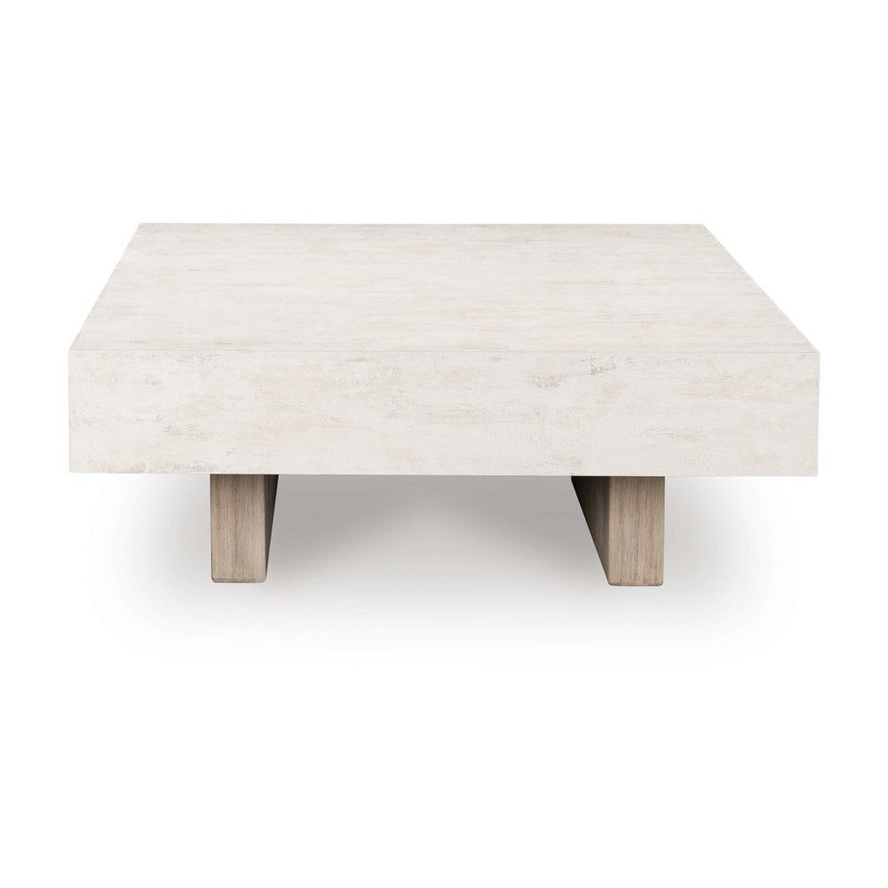 Laina Coffee Table | 42" Square Top | Wide Panel Legs | Grayish Brown