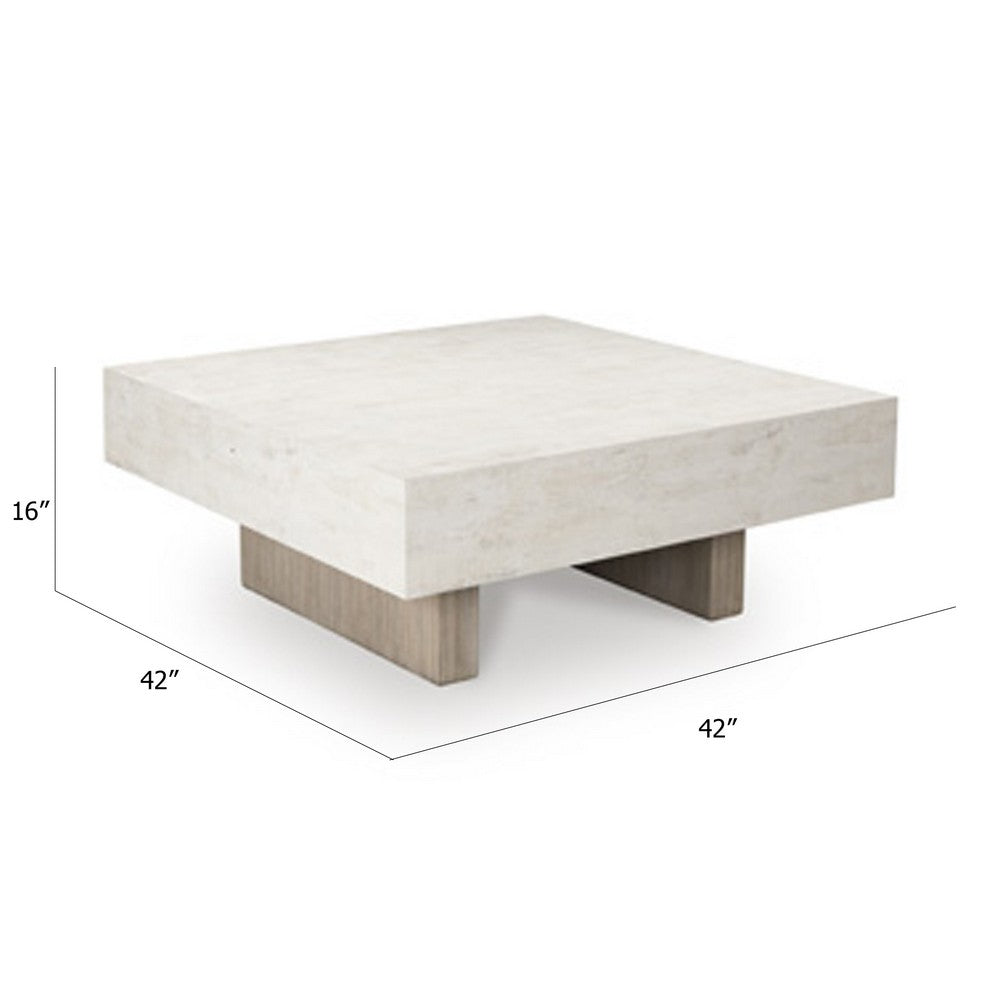 Laina Coffee Table | 42" Square Top | Wide Panel Legs | Grayish Brown