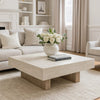Laina Coffee Table | 42" Square Top | Wide Panel Legs | Grayish Brown