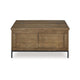 Tory Coffee Table | 36" Square Brown Lift Top | Black Steel Legs