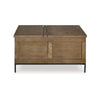 Tory Coffee Table | 36" Square Brown Lift Top | Black Steel Legs