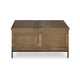 Tory Coffee Table | 36" Square Brown Lift Top | Black Steel Legs