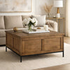 Tory Coffee Table | 36" Square Brown Lift Top | Black Steel Legs