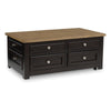 Zory Coffee Table | 46" Rectangular Lift Top | 4 Drawers | Brown