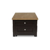 Zory Coffee Table | 46" Rectangular Lift Top | 4 Drawers | Brown