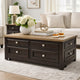Zory Coffee Table | 46" Rectangular Lift Top | 4 Drawers | Brown
