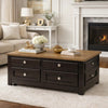 Zory Coffee Table | 46" Rectangular Lift Top | 4 Drawers | Brown