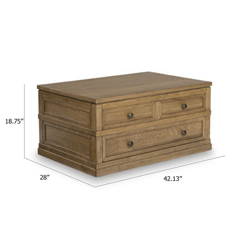 Dory Coffee Table | 42" Rectangular Lift Top | 1 Drawer | Light Brown