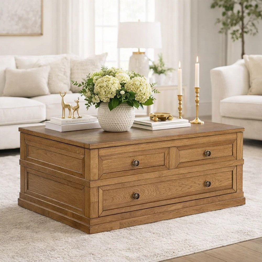 Dory Coffee Table | 42" Rectangular Lift Top | 1 Drawer | Light Brown