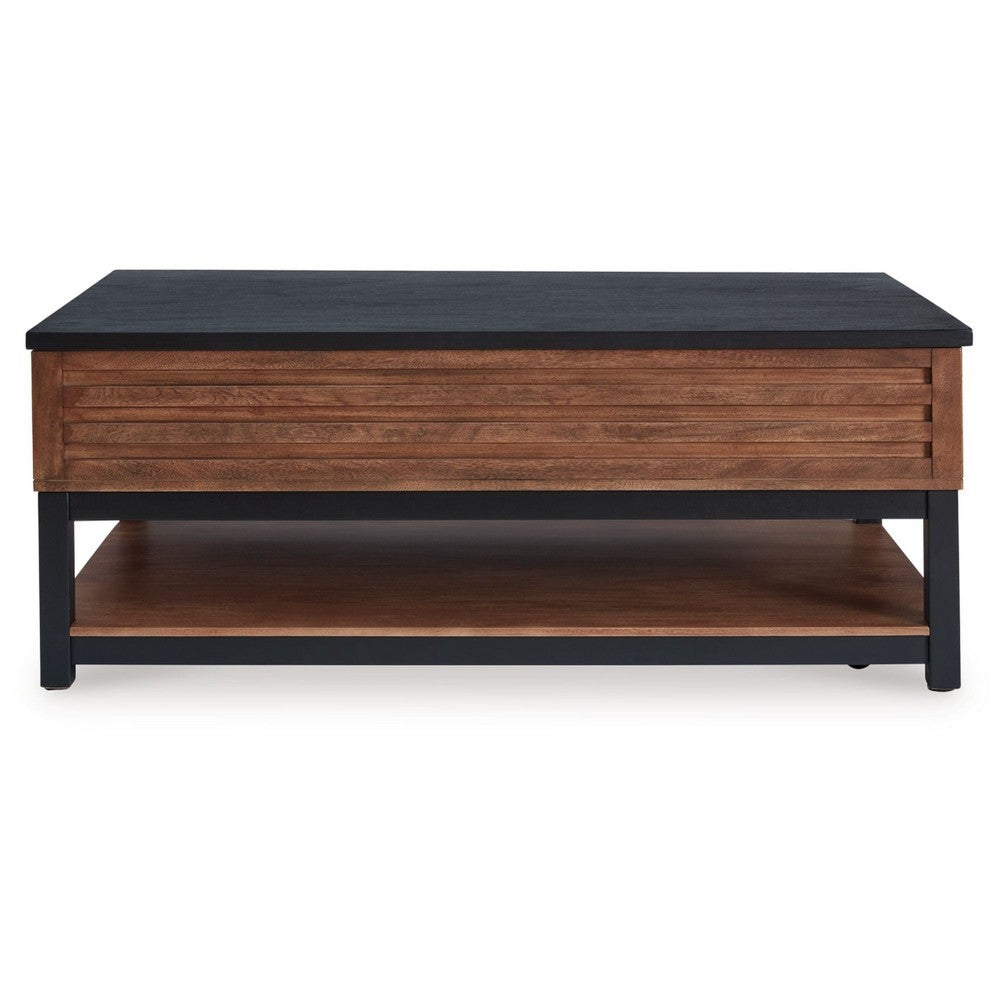 Kely Coffee Table | 48" Rectangular Lift Top | Lower Shelf | Brown