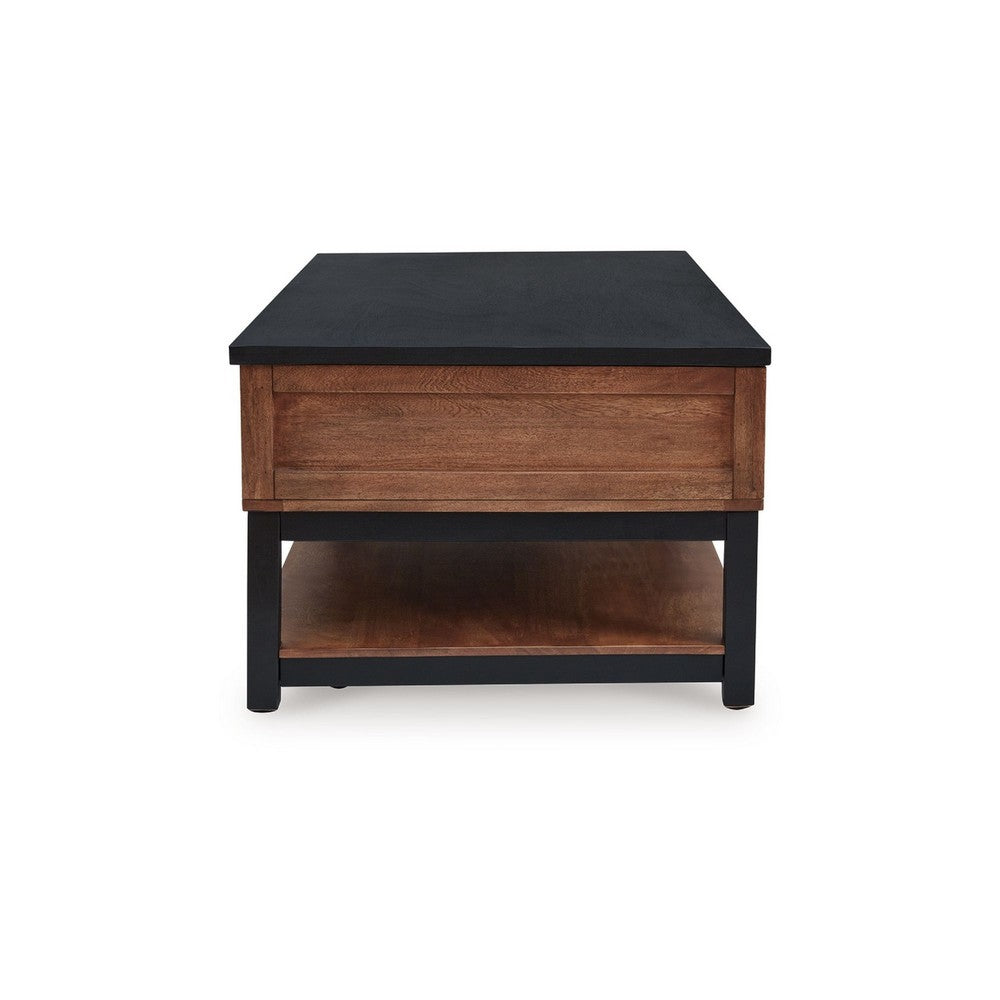 Kely Coffee Table | 48" Rectangular Lift Top | Lower Shelf | Brown
