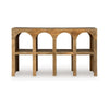 Soi Sofa Console Table | 52" Arch Design | 4 Shelves | Natural Brown