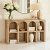 Soi Sofa Console Table | 52" Arch Design | 4 Shelves | Natural Brown