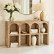 Soi Sofa Console Table | 52" Arch Design | 4 Shelves | Natural Brown