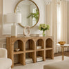 Soi Sofa Console Table | 52" Arch Design | 4 Shelves | Natural Brown