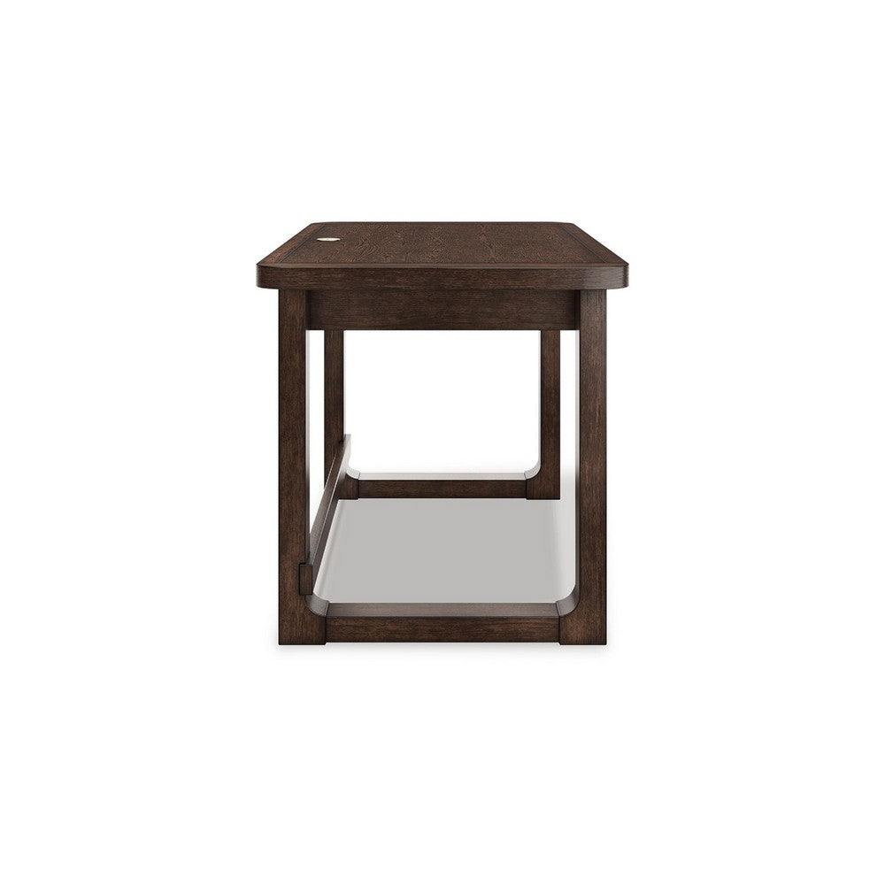 Kemu Home Office Desk | 56" Rectangular Top | 2 Drawers | Dark Brown