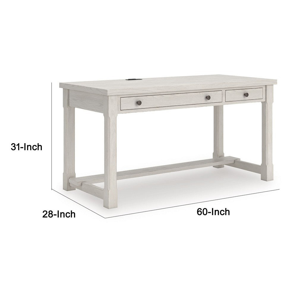 Lea Home Office Desk | 60" Top with 2 Drawers | Antique White