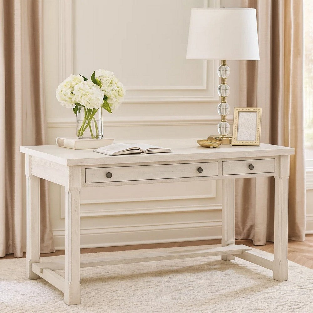 Lea Home Office Desk | 60" Top with 2 Drawers | Antique White