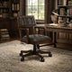 Kemu Home Office Chair | Adjustable Height | Dark Brown Faux Leather