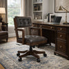Kemu Home Office Chair | Adjustable Height | Dark Brown Faux Leather