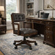 Kemu Home Office Chair | Adjustable Height | Dark Brown Faux Leather