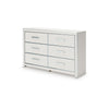 Zura Wide Dresser | 6 Drawers | Faceted Chrome Handles | Matte White Wood