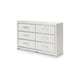 Zura Wide Dresser | 6 Drawers | Faceted Chrome Handles | Matte White Wood