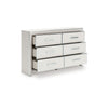 Zura Wide Dresser | 6 Drawers | Faceted Chrome Handles | Matte White Wood
