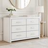 Zura Wide Dresser | 6 Drawers | Faceted Chrome Handles | Matte White Wood