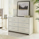 Zura Wide Dresser | 6 Drawers | Faceted Chrome Handles | Matte White Wood