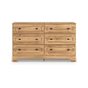 Alia Wide Dresser | 6 Drawers | Vintage Style Nickel Knobs | Brown Wood