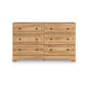 Alia Wide Dresser | 6 Drawers | Vintage Style Nickel Knobs | Brown Wood