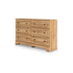 Alia Wide Dresser | 6 Drawers | Vintage Style Nickel Knobs | Brown Wood