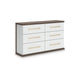 Keny Wide Dresser | 6 Drawers | Champagne Handles | White & Brown Wood